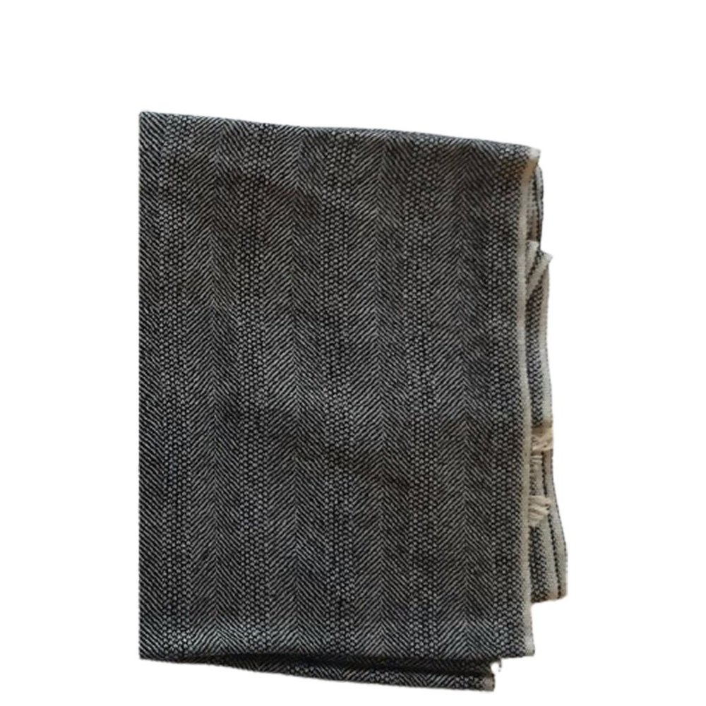 NEW Polo Ralph Lauren Wool Dress Scarf! Herringbone Creme & Black Fringe 15 x 77